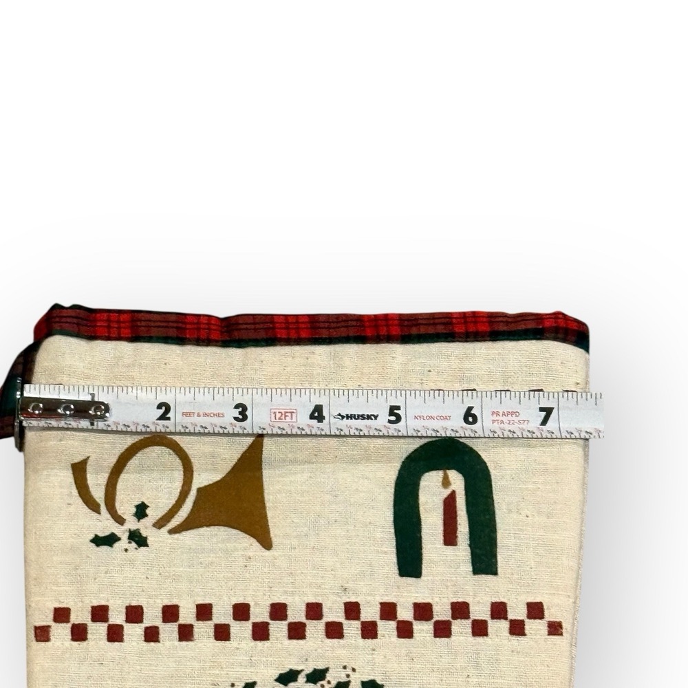 Vintage Rustic Primitive Wreath Horn Christmas Stocking Country Folk Style - Picture 3 of 4